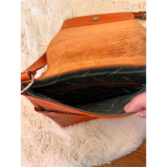 Vintage Azzurra Pelletterie Brown Leather Satchel Shoulder Crossbody Pur… - Picture 4 of 9